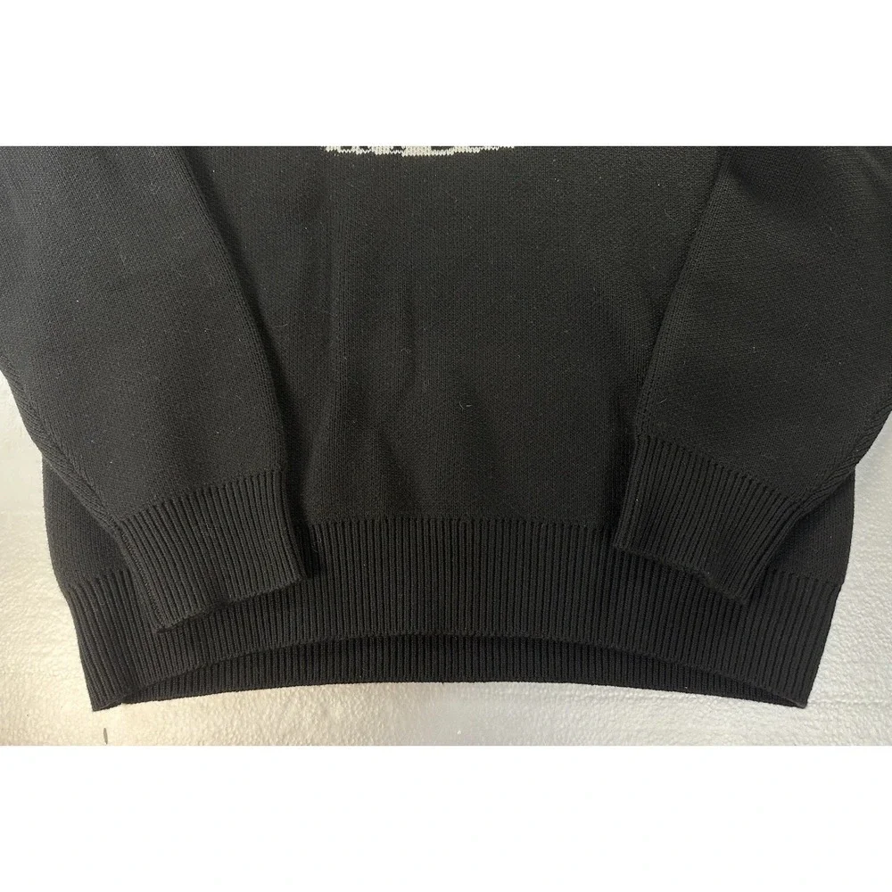 XPLR Mens Knit Cherub Sweater Medium Black White‎ Heavy Pullover